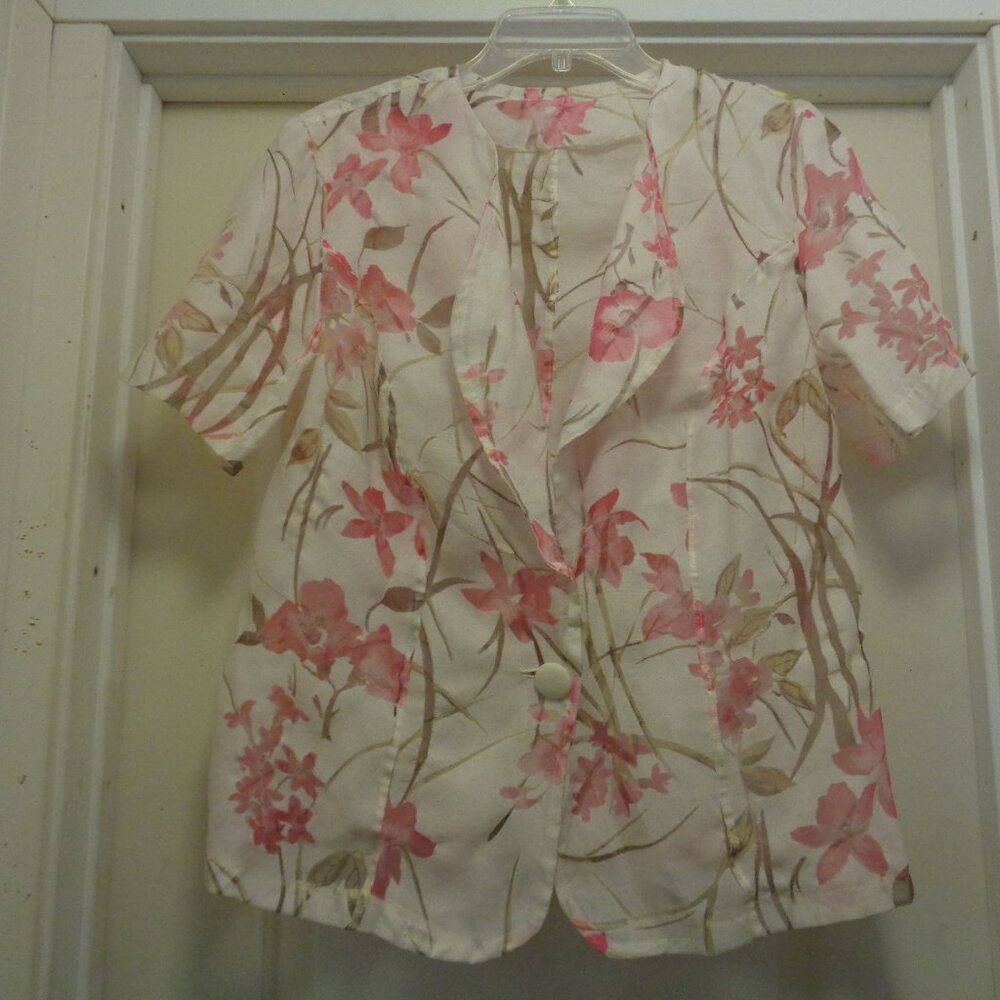 COQUETTE PRETTY GIRL Semi Sheer Florals Windowpane Blouse X L